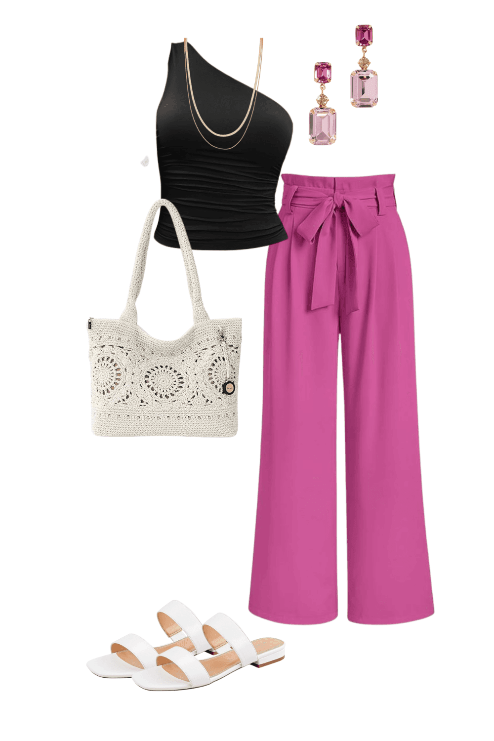 Soft Bold Summer Look – Pink & Black Street Style